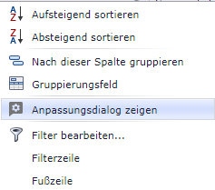 Anpassungsdialog anzeigen