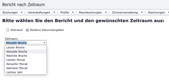 Berichte nach Zeitraum mit relativen Datumsangaben