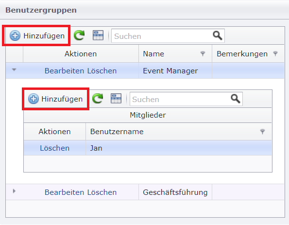 Benutzergruppen hinzufügen und Benutzer zuweisen