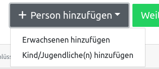 Optionen zum Hinzufügen weiterer Personen zu einer Buchung auf der Buchungsseite