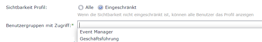 Sichtbarkeit Profil Benutzergruppen