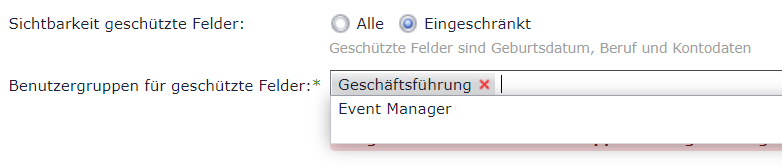 Sichtbarkeit geschützte Felder Geschäftsführung