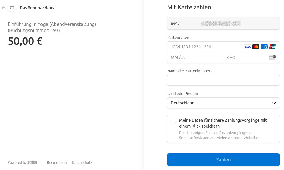 Stripe-Zahlungsseite
