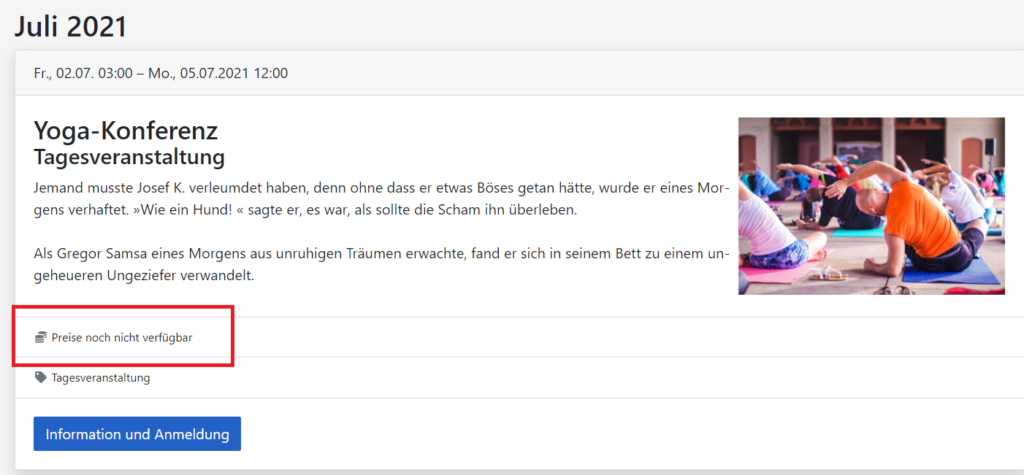 Veranstaltungsseite Preisinfo