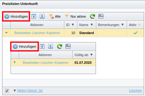 Funktionen zum Hinzufügen von SeminarDesk Preislisten