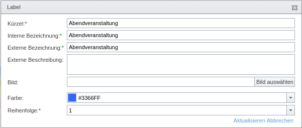 Definition eines Labels