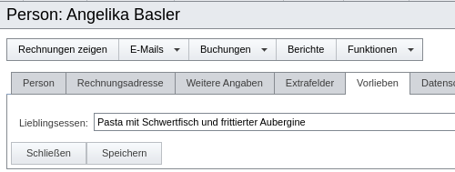 Profil mit Reiter für Extrafeld-Kategorie