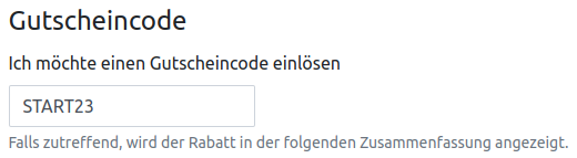Rabattcode-Eingabe auf der Buchungsseite