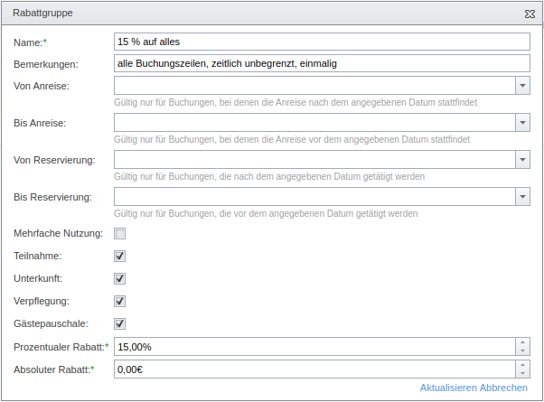 Definition einer Rabattgruppe