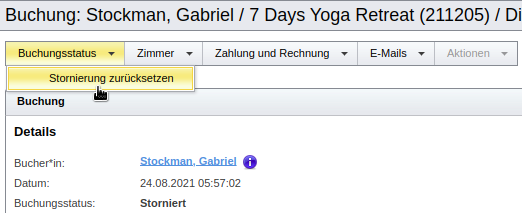 SeminarDesk stornierte Buchung wiederherstellen