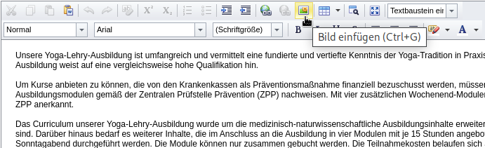 Funktion „Bild einfügen“ des SeminarDesk HTML-Editors