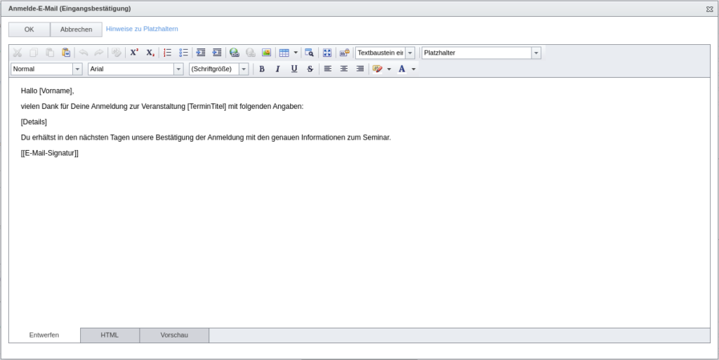 SeminarDesk HTML-Editor